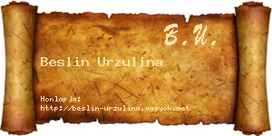 Beslin Urzulina névjegykártya
